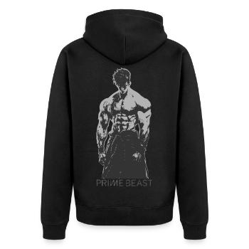 Prime Beast Gymshirt Anime Bodybuilder-Ästhetik - Unisex Premium Bio Zip Hoodie - Schwarz - Hinten - Nico (187cm)