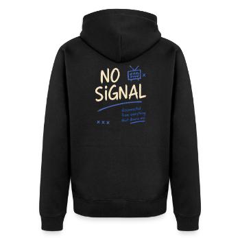Pas de signal – Vibrations déconnectées - Veste à capuche bio Premium Unisexe - noir - Dos - Nico (187cm)