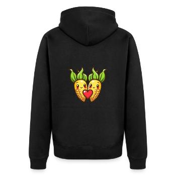 Corn Couple Love Heart Funny - Unisex Premium Organic Zip Hoodie - black - Back - Nico (187cm)