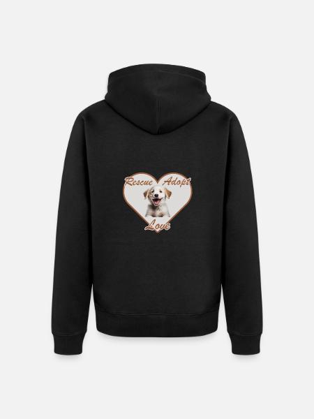 Rescue Adopt Love - Unisex Premium Bio Zip Hoodie - Schwarz