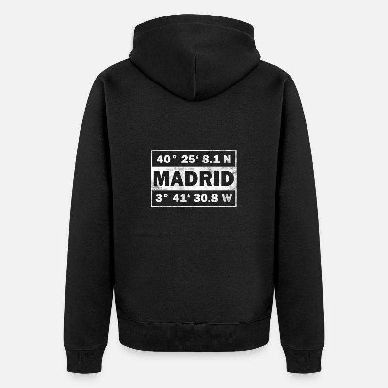 Coordonnées Madrid Espagne Madrid - Veste à capuche bio Premium Unisexe - noir