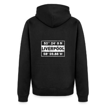 Liverpool Coordonnées Ville Angleterre Liverpool - Veste à capuche bio Premium Unisexe - noir - Dos - Nico (187cm)