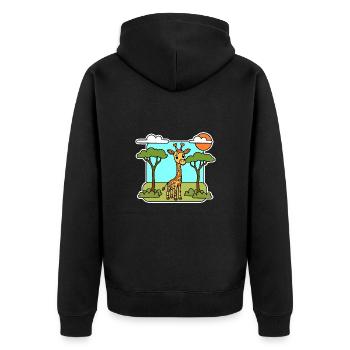Mignonne petite girafe dans la savane en Afrique - Veste à capuche bio Premium Unisexe - noir - Dos - Nico (187cm)
