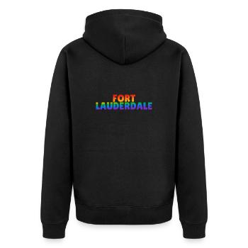Fort Lauderdale Regenbogen LGBTQ Gay Pride - Unisex Premium Bio Zip Hoodie - Schwarz - Hinten - Nico (187cm)