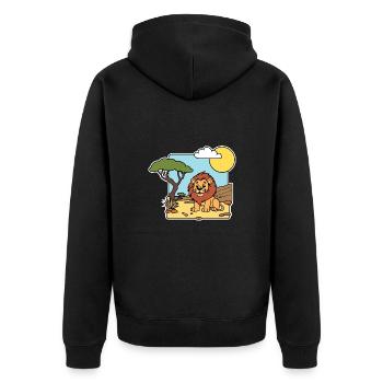 Lion amical dans la savane en Afrique - Veste à capuche bio Premium Unisexe - noir - Dos - Nico (187cm)