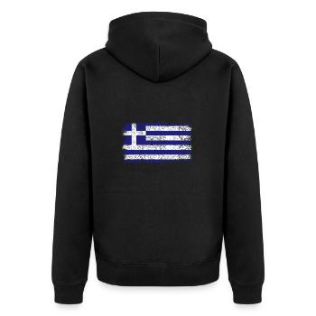 Griechische Flagge Griechenland Griechenlandflagge - Unisex Premium Bio Zip Hoodie - Schwarz - Hinten - Nico (187cm)