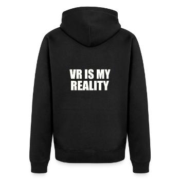 VR is my REALITY - Unisex Premium Organic Zip Hoodie - black - Back - Nico (187cm)