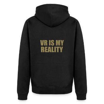 VR is my REALITY - Unisex Premium Organic Zip Hoodie - black - Back - Nico (187cm)