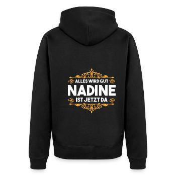 Nadine - Unisex Premium Bio Zip Hoodie - Schwarz - Hinten - Nico (187cm)