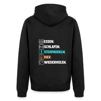 Bier Stand Up Paddeling - Unisex Premium Bio Zip Hoodie - Schwarz - Hinten - Nico (187cm)