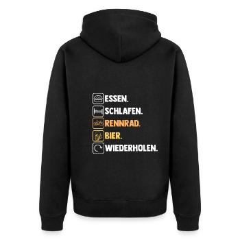 Fahrrad Rennradfahrer Rennrad - Unisex Premium Bio Zip Hoodie - Schwarz - Hinten - Nico (187cm)