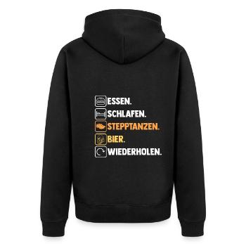 Tänzer Bier Stepptanz - Unisex Premium Bio Zip Hoodie - Schwarz - Hinten - Nico (187cm)