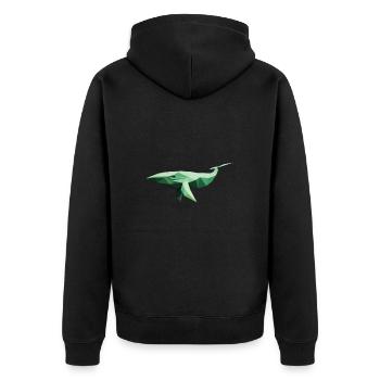 Origami Whale - Unisex Premium Bio Zip Hoodie - Schwarz - Hinten - Nico (187cm)