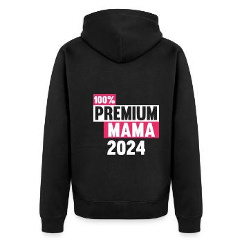 Werdende Mama 2024 - Unisex Premium Bio Zip Hoodie - Schwarz - Hinten - Nico (187cm)
