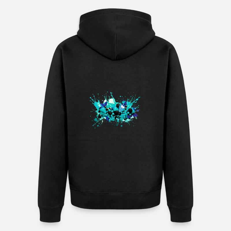 Obst,illustration,graffiti,Früchte,blaue Erdbeeren - Unisex Premium Bio Zip Hoodie - Schwarz