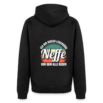 Neffe - Unisex Premium Bio Zip Hoodie - Schwarz - Hinten - Nico (187cm)