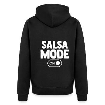 Salsa Tanz Tänzer - Unisex Premium Bio Zip Hoodie - Schwarz - Hinten - Nico (187cm)