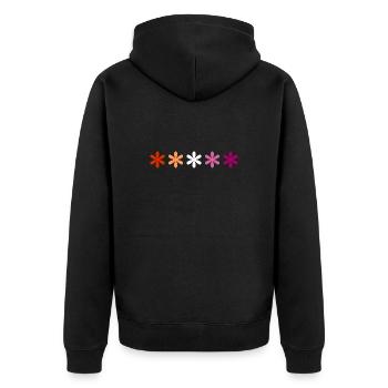 Dezente Lesbian Pride Blumen - Unisex Premium Bio Zip Hoodie - Schwarz - Hinten - Nico (187cm)