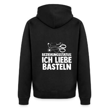 Beziehungsstatus Bastler Bastelunterricht Basteln - Unisex Premium Bio Zip Hoodie - Schwarz - Hinten - Nico (187cm)