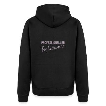 Professioneller Tagträumer - Unisex Premium Bio Zip Hoodie - Schwarz - Hinten - Nico (187cm)