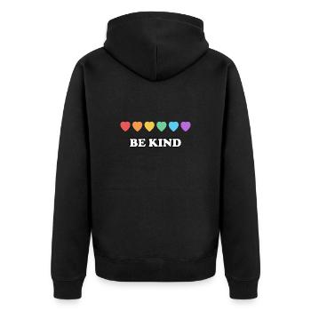 Sei du Rainbow Hearts - Unisex Premium Bio Zip Hoodie - Schwarz - Hinten - Nico (187cm)