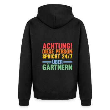 Gartenarbeit Garten Gärtner Hobbygärtner - Unisex Premium Bio Zip Hoodie - Schwarz - Hinten - Nico (187cm)