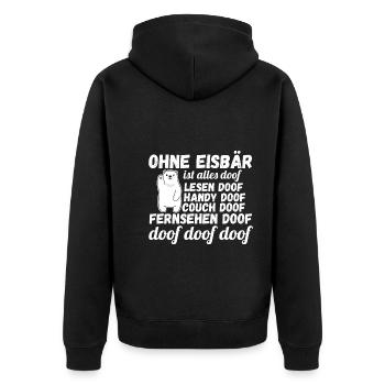 Eisbär Eisbären - Unisex Premium Bio Zip Hoodie - Schwarz - Hinten - Nico (187cm)