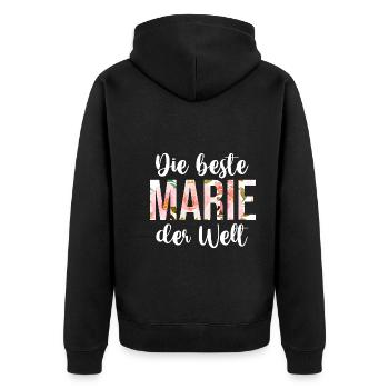 Marie - Unisex Premium Bio Zip Hoodie - Schwarz - Hinten - Nico (187cm)
