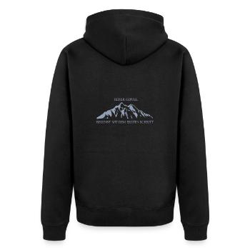 Menu Cart Upload A Design Need help up - Unisex Premium Bio Zip Hoodie - Schwarz - Hinten - Nico (187cm)
