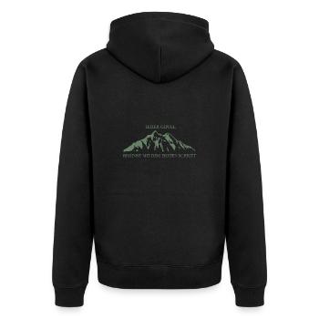 Klassische Berglandschaft: Jeder Gipfel beginnt - Unisex Premium Bio Zip Hoodie - Schwarz - Hinten - Nico (187cm)