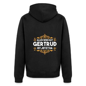 Gertrud - Unisex Premium Bio Zip Hoodie - Schwarz - Hinten - Nico (187cm)