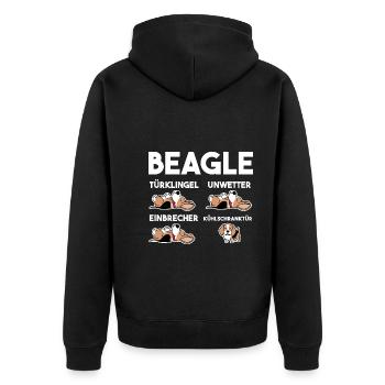 Hund Beagle - Unisex Premium Bio Zip Hoodie - Schwarz - Hinten - Nico (187cm)