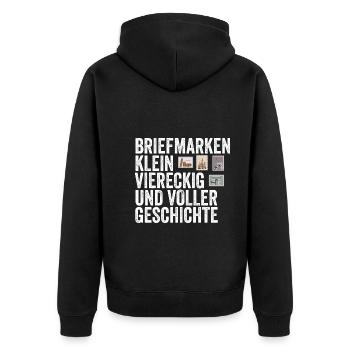 Philatelie Briefmarkensammlung Briefmarkensammler - Unisex Premium Bio Zip Hoodie - Schwarz - Hinten - Nico (187cm)
