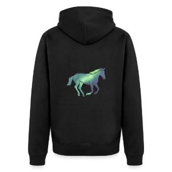 Island Islandpferd Isländer Pferd Polarlicht - Unisex Premium Bio Zip Hoodie - Schwarz - Hinten - Nico (187cm)