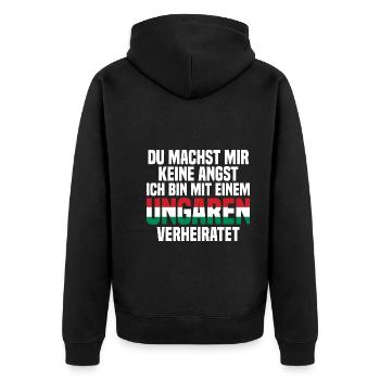 Du machst mir Keine Angst ich bin mit einem Ungare - Unisex Premium Bio Zip Hoodie - Schwarz - Hinten - Nico (187cm)