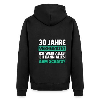 Ehe Perlenhochzeit 30 Jahre Verheiratet Hochzeitst - Unisex Premium Bio Zip Hoodie - Schwarz - Hinten - Nico (187cm)