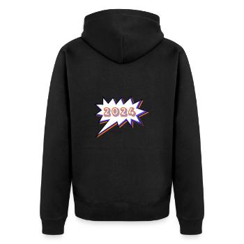 NOËL. ANNEE. ANNIVERSAIRE. RETRAITE. PAPA. MAMAM. - Veste à capuche bio Premium Unisexe - noir - Dos - Nico (187cm)