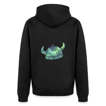 Island Wikinger Polarlicht Aurora Borealis - Unisex Premium Bio Zip Hoodie - Schwarz - Hinten - Nico (187cm)