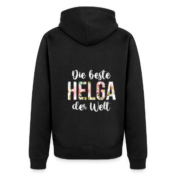 Helga - Unisex Premium Bio Zip Hoodie - Schwarz - Hinten - Nico (187cm)