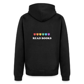 Lire des livres Rainbow Hearts Mois de la fierté LGBTQ - Veste à capuche bio Premium Unisexe - noir - Dos - Nico (187cm)