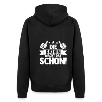 Katrin - Unisex Premium Bio Zip Hoodie - Schwarz - Hinten - Nico (187cm)