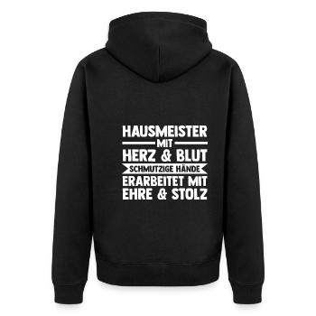 Hauswart Haustechniker Hausmeister - Unisex Premium Bio Zip Hoodie - Schwarz - Hinten - Nico (187cm)