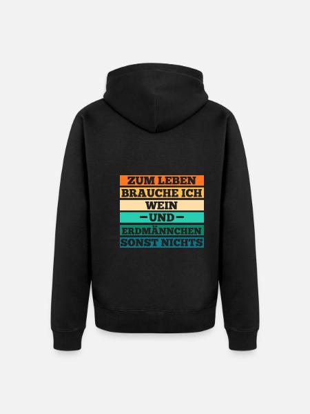 Wein Erdmännchen - Unisex Premium Bio Zip Hoodie - Schwarz