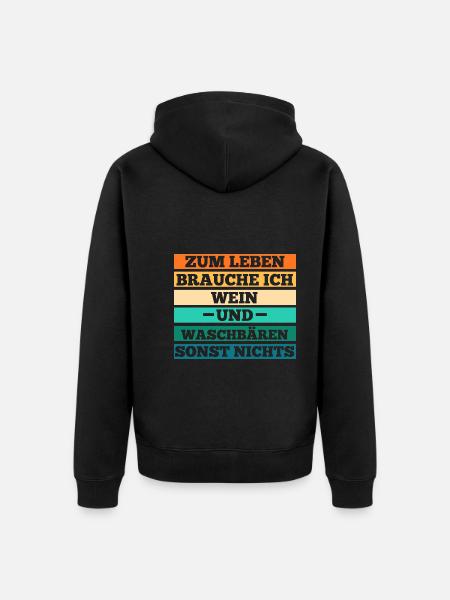 Wein Waschbär - Unisex Premium Bio Zip Hoodie - Schwarz
