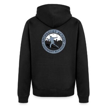 Antifascist Action - Good Night Alt-Right - Unisex Premium Bio Zip Hoodie - Schwarz - Hinten - Nico (187cm)