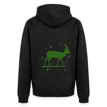 Hirsch - Wald Natur Tierschutz - Unisex Premium Bio Zip Hoodie - Schwarz - Hinten - Nico (187cm)