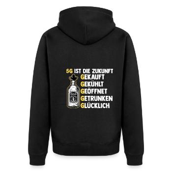 5G ist die Zukunft Tequila - Unisex Premium Bio Zip Hoodie - Schwarz - Hinten - Nico (187cm)