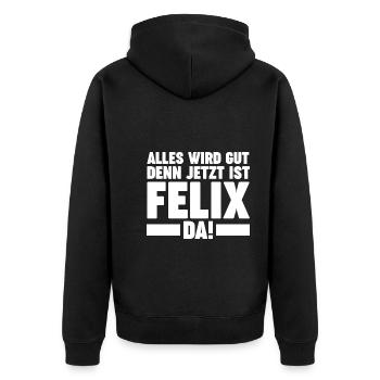 Felix - Unisex Premium Bio Zip Hoodie - Schwarz - Hinten - Nico (187cm)