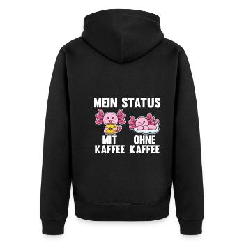 Axolotl Mein Status Mit Kaffee Ohne Kaffee - Unisex Premium Bio Zip Hoodie - Schwarz - Hinten - Nico (187cm)