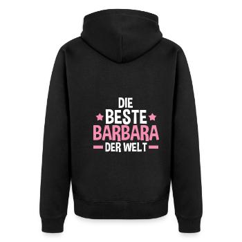 Barbara - Unisex Premium Bio Zip Hoodie - Schwarz - Hinten - Nico (187cm)